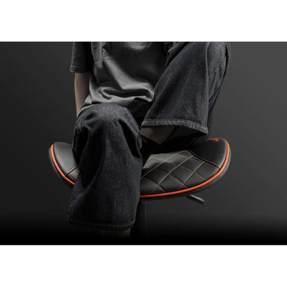 Cougar CROSSER Multi-Use Gaming Stool Scalloped Seat PVC Synthetic Leather Upholstery Adjustable Height Base with 5 Wheels Up to 120 kg Weight Support, Balck-Orange