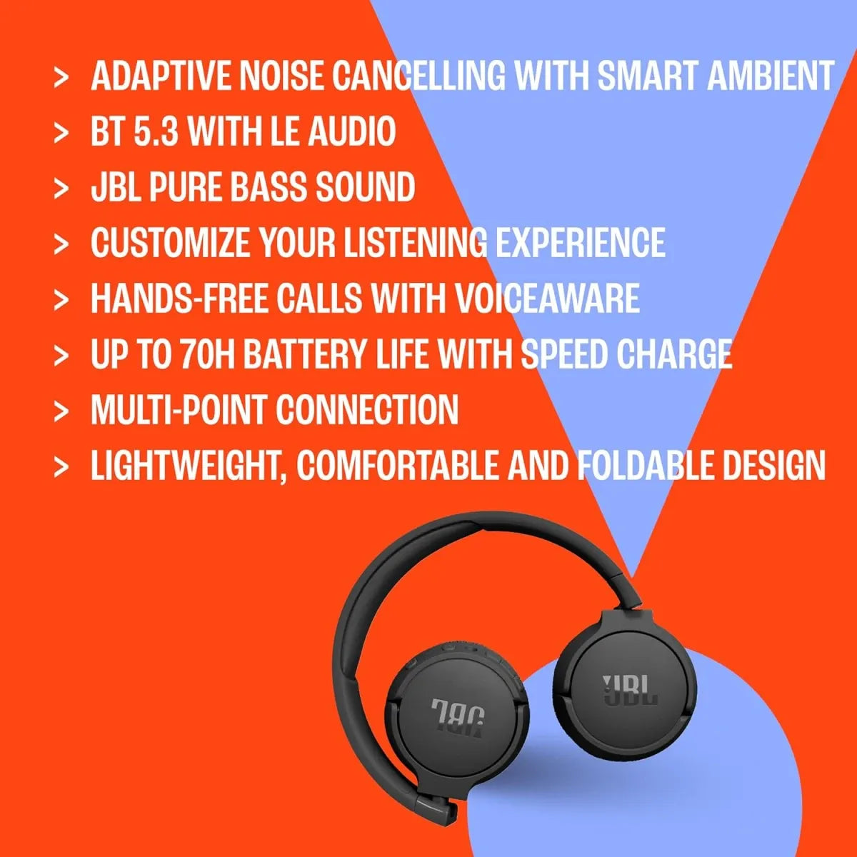 سماعات رأس بلوتوث JBL Tune 670NC 70H ANC ANC