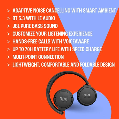 سماعات رأس بلوتوث JBL Tune 670NC 70H ANC ANC