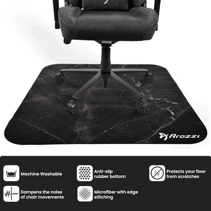 Arozzi Floor Mat Zona Quattro Microfiber Gaming Chair Floor Mat for Carpet Anti-Slip Noise Dampening Floor Mat for Office Chair - Black Marble