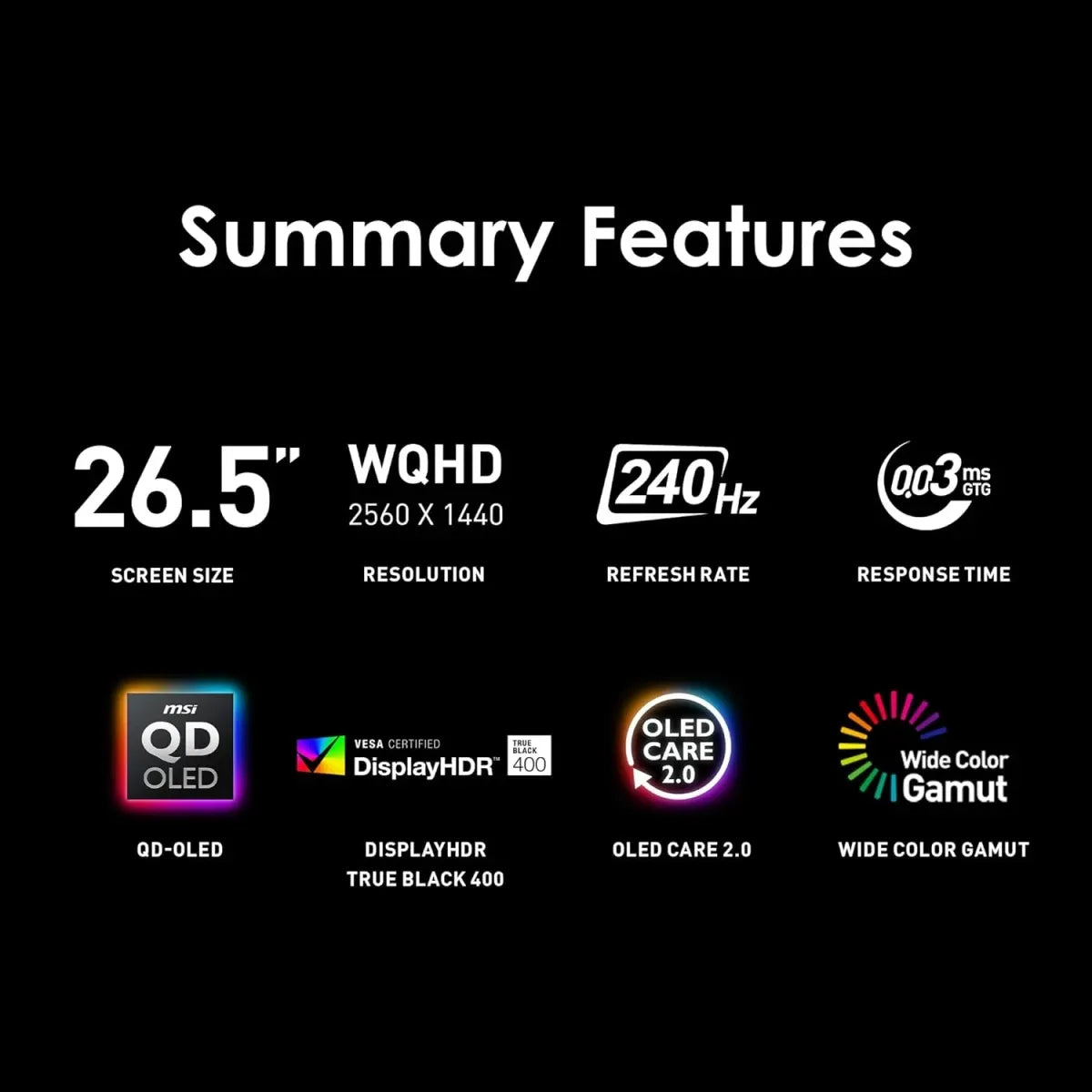 شاشة MSI MAG 273QP QD-OLED X24 مقاس 27 بوصة 2K 240Hz