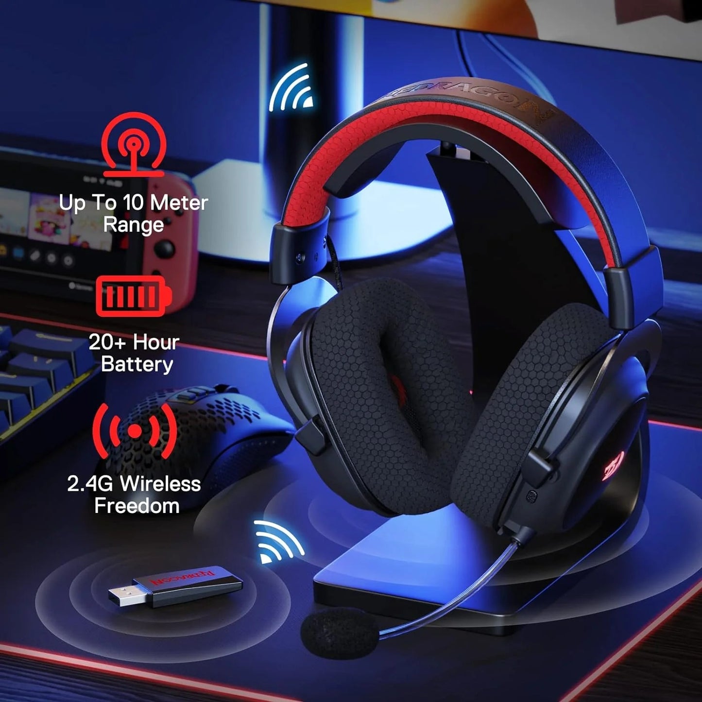 Redragon H510 Pro Zeus RGB Wireless Gaming Headset 7.1 Surround