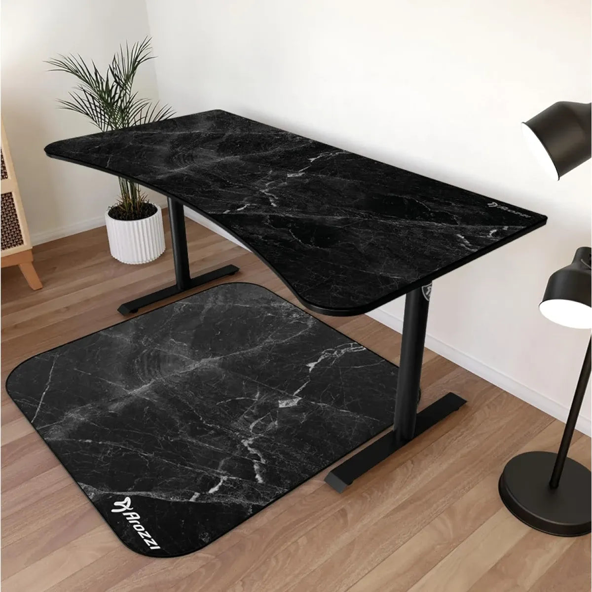 Arozzi Floor Mat Zona Quattro Microfiber Gaming Chair Floor Mat for Carpet Anti-Slip Noise Dampening Floor Mat for Office Chair - Black Marble