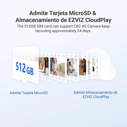 كاميرا Ezviz CB2 4G الذكية 2K تعمل بالشريحة - أبيض