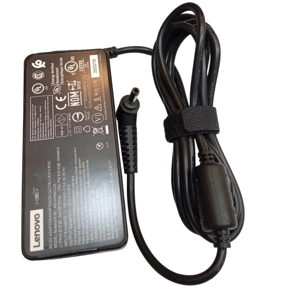 Lenovo 45W laptop charger with 20V 2.25A output and 4.0x1.7mm round tip. Compact adapter with heat, overvoltage and short-circuit protection. Shop in Jordan.