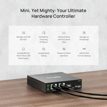 TP-Link Omada OC220 black hardware controller with 802.3af PoE dual Gigabit Ethernet ports free cloud management and USB backup in Jordan