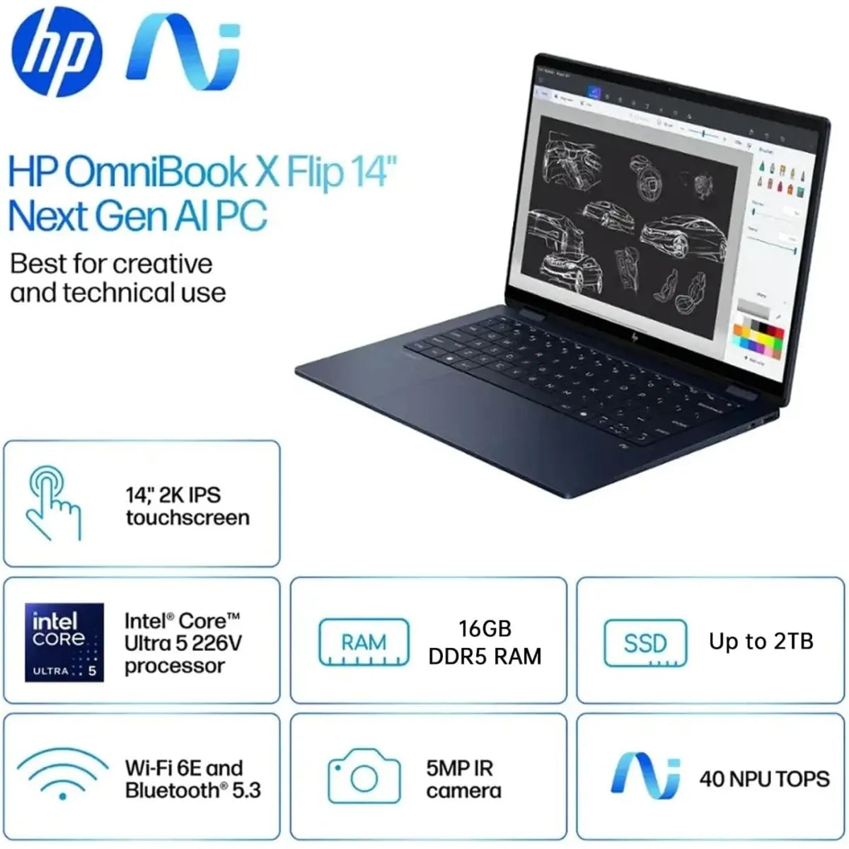 HP OmniBook X Flip 14-FM0013DX Core Ultra 5 16GB 512GB Touch Laptop