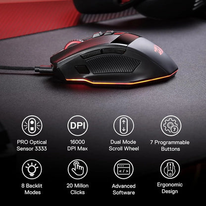 M813 RGB Wired Gaming Mouse with 16000 DPI Precision