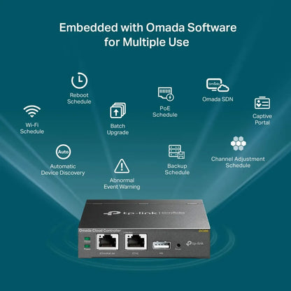 TP-Link Omada OC200 hardware network controller with PoE input Omada SDN cloud management dual Ethernet ports and USB backup at SAMMANPC Jordan