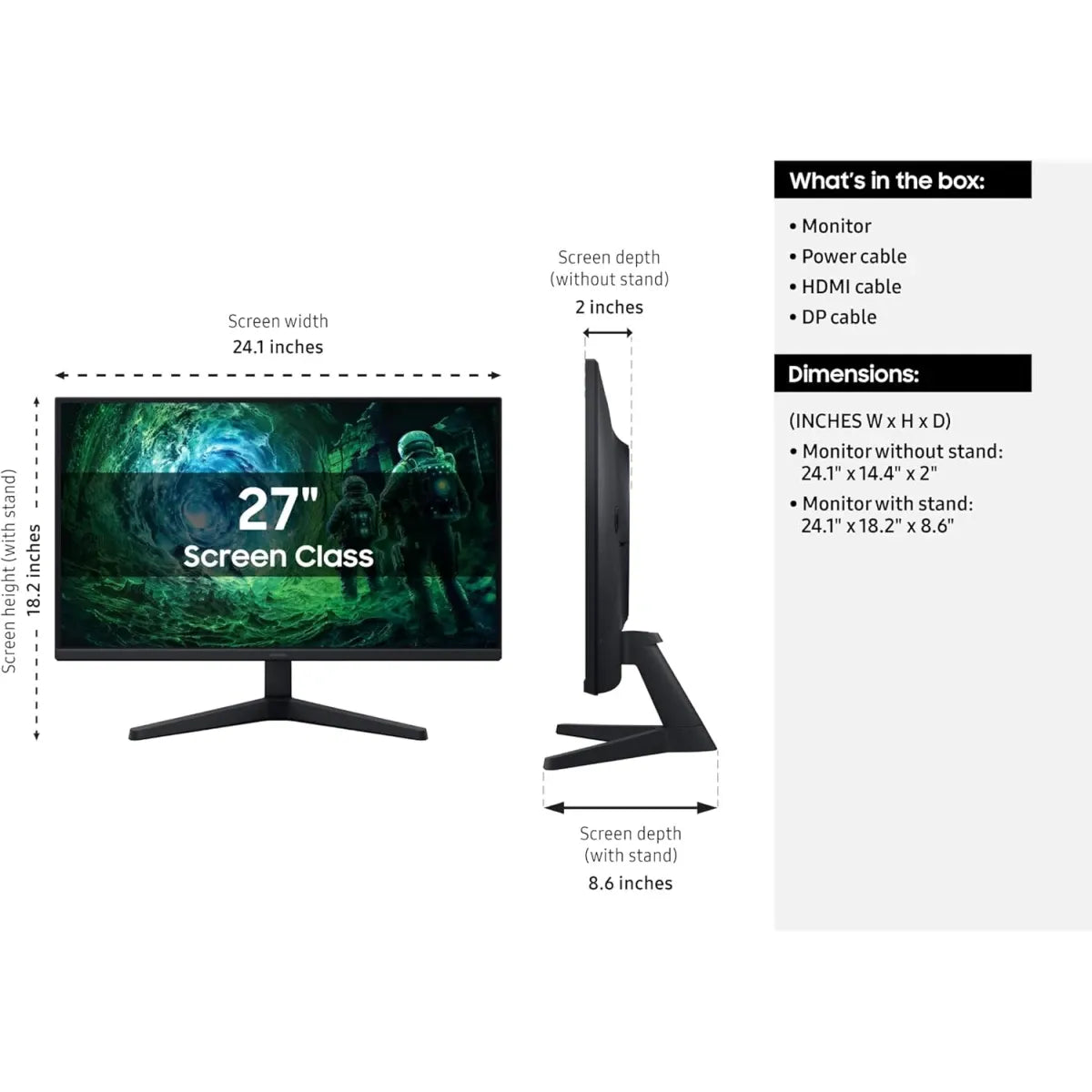 شاشة Samsung Odyssey G5 G53F 27 بوصة QHD 200Hz IPS
