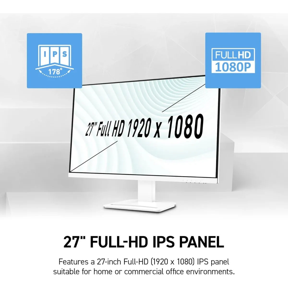 شاشة MSI PRO MP273W E14A مقاس 27 بوصة IPS 144Hz بيضاء