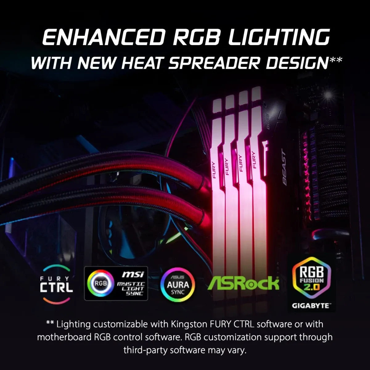 كينغستون فيوري بيست RGB سعة 32 جيجابايت DDR5 بتردد 5600 ميجاهرتز وزمن استجابة CL36