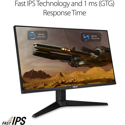 شاشة ASUS TUF مقاس 28 بوصة VG28UQL1A بدقة 4K ومعدل تحديث 144 هرتز، مزودة بمنفذ HDMI 2.1، وتقنية IPS سريعة الاستجابة (1 مللي ثانية)، ومتوافقة مع تقنية G-SYNC، وتدعم حماية العين، وتغطي نطاق ألوان DCI-P3 بنسبة 90%.