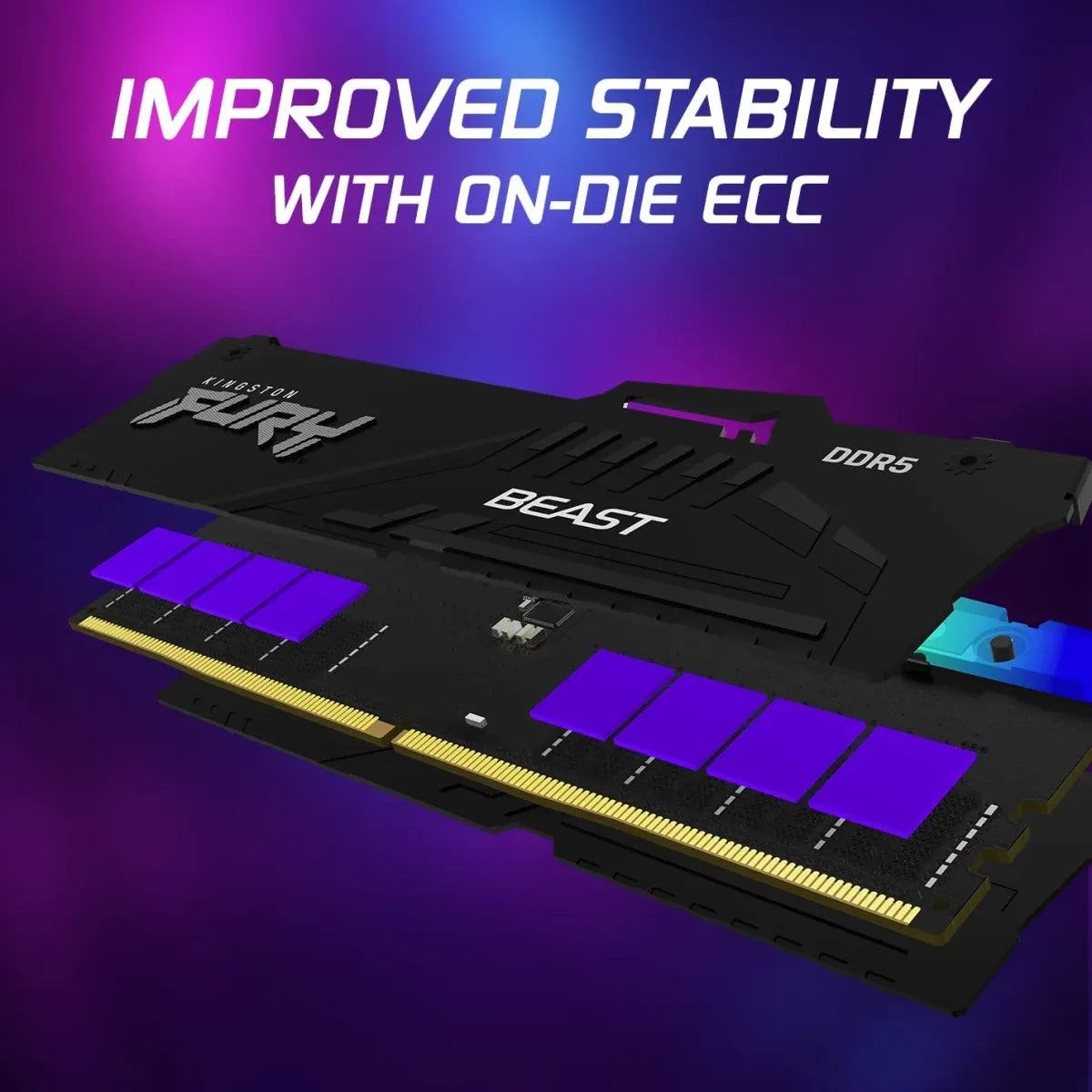 كينغستون فيوري بيست RGB سعة 32 جيجابايت DDR5 بتردد 5600 ميجاهرتز وزمن استجابة CL36