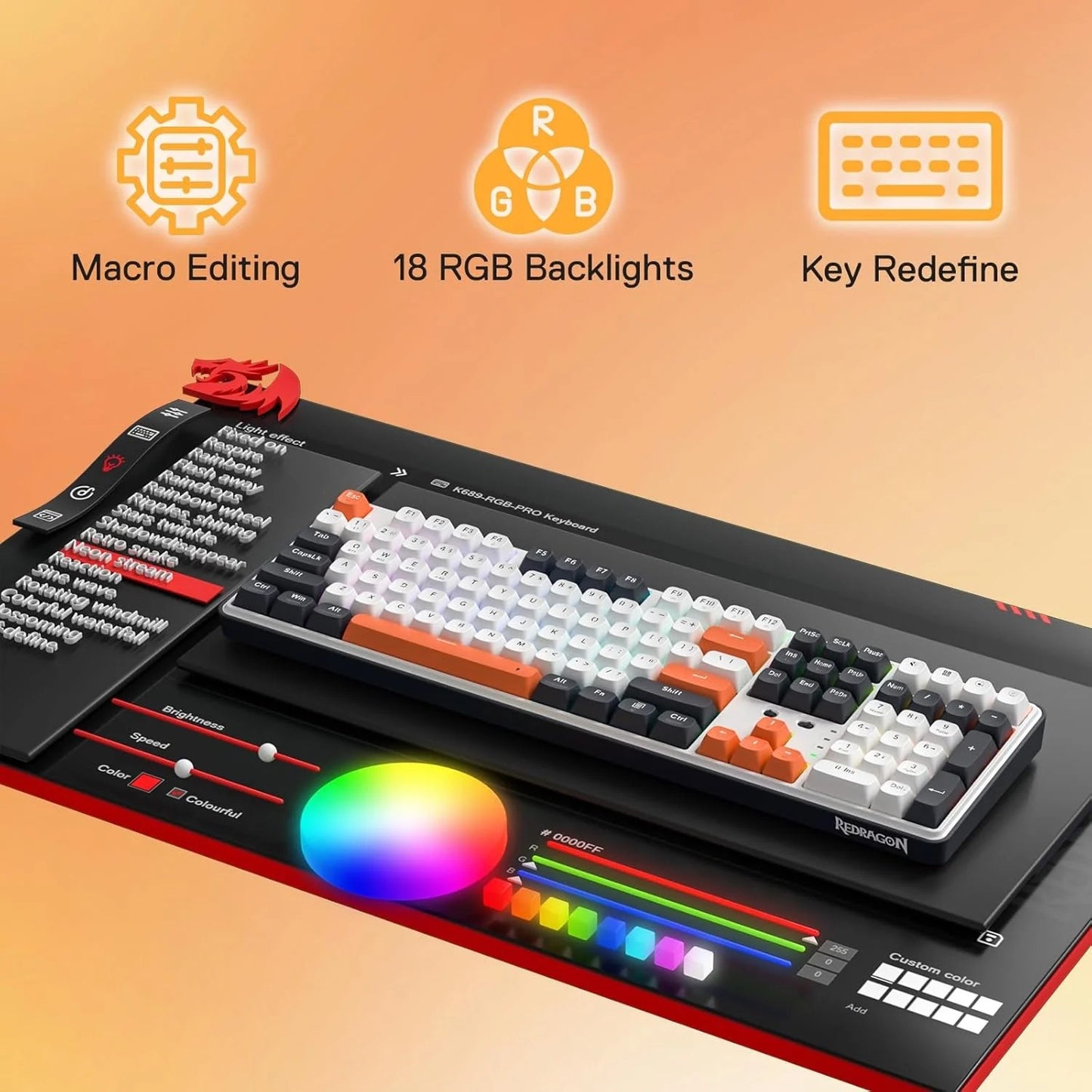 Redragon WYVERN K689 PRO Tri-Mode Full Size Gasket RGB Mechanical Gaming Keyboard