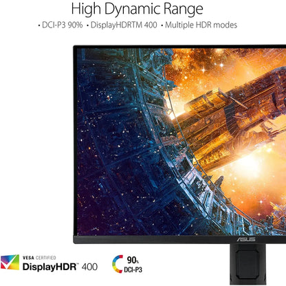 شاشة ASUS TUF مقاس 28 بوصة VG28UQL1A بدقة 4K ومعدل تحديث 144 هرتز، مزودة بمنفذ HDMI 2.1، وتقنية IPS سريعة الاستجابة (1 مللي ثانية)، ومتوافقة مع تقنية G-SYNC، وتدعم حماية العين، وتغطي نطاق ألوان DCI-P3 بنسبة 90%.