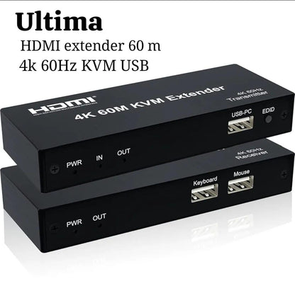 HDMI KVM Extender 60m Over Cat6, 1080p Support