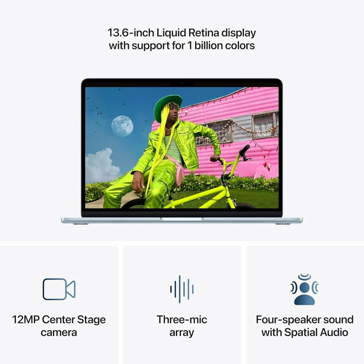 MacBook Air M5 Midnight 13.6-inch Retina display with 2560x1664 resolution and True Tone in Jordan