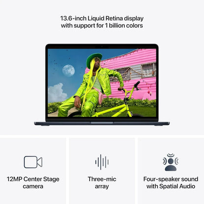 MacBook Air M5 Midnight 13.6-inch Retina display with 2560x1664 resolution and True Tone in Jordan