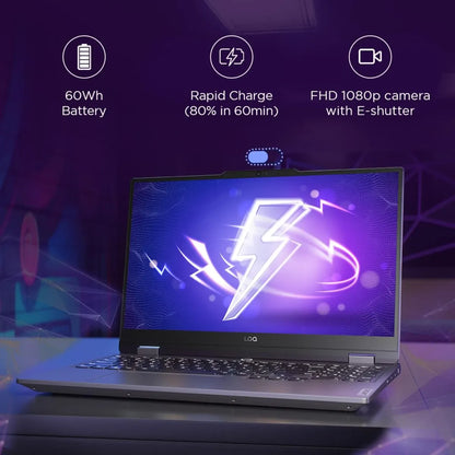 لابتوب لينوفو LOQ 15IRX9 للألعاب، معالج Intel Core i7 من الجيل الثالث عشر (13645HX)، ذاكرة DDR5 سعة 16 جيجابايت، قرص SSD من نوع M.2 2242 PCIe 4.0x4 NVMe سعة 512 جيجابايت، بطاقة رسومات NVIDIA GeForce RTX 4050 بسعة 6 جيجابايت GDDR6، شاشة 15.6 بوصة FHD