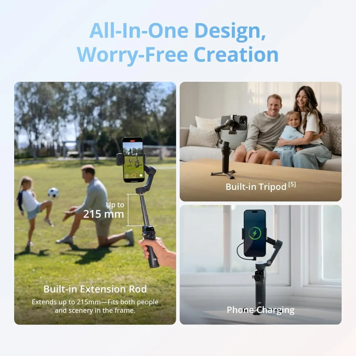 DJI Osmo Mobile 8 smartphone gimbal stabilizer with 3-axis stabilization 360-degree pan rotation smart tracking built-in extension rod and tripod at SAMMANPC Jordan