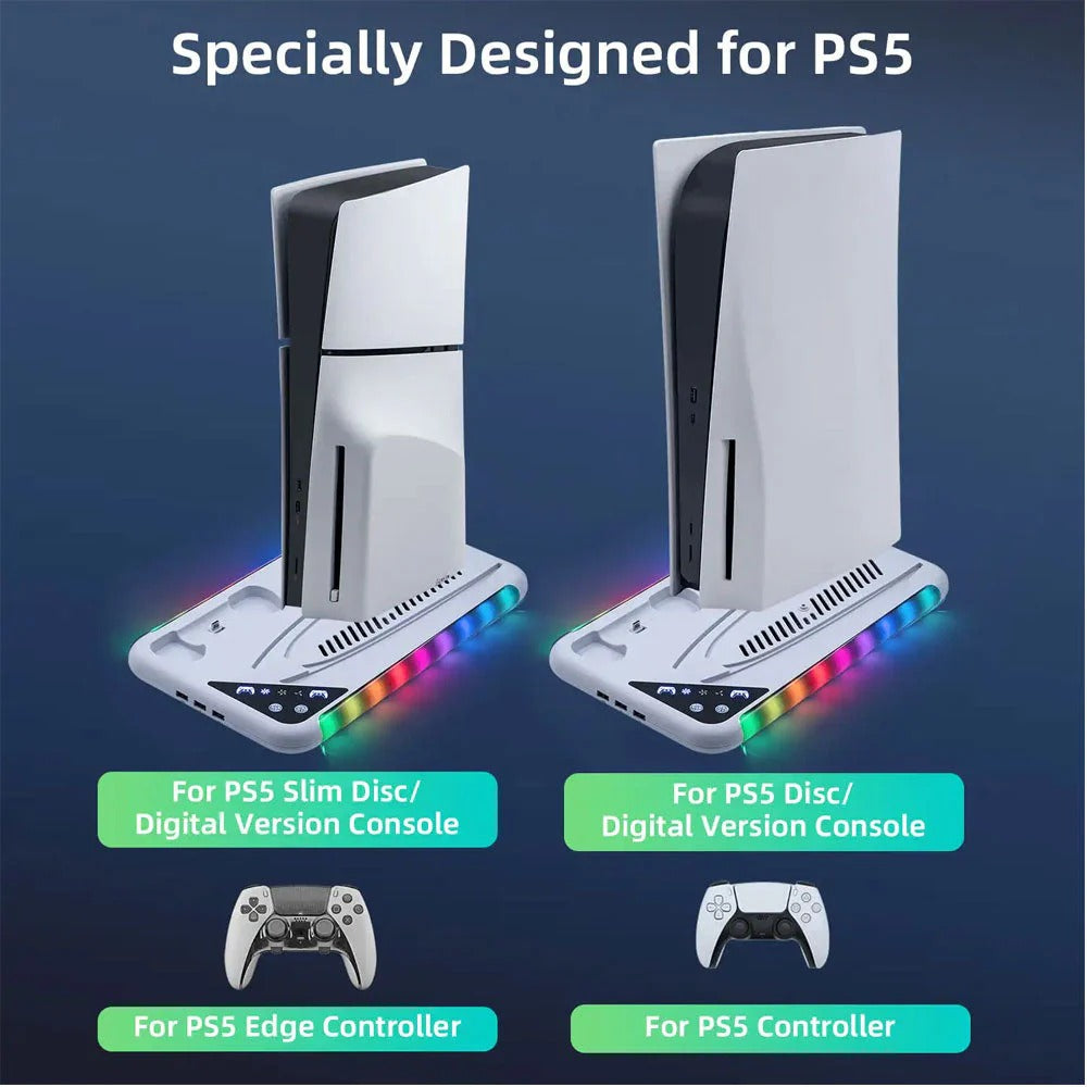 حامل تبريد وشحن PS5 Slim وPS5 Pro مع RGB