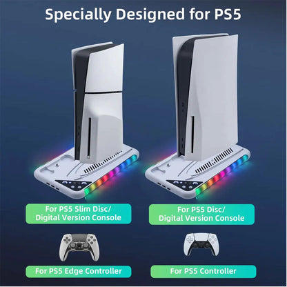 حامل تبريد وشحن PS5 Slim وPS5 Pro مع RGB