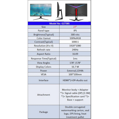 27 Inch FHD 240Hz IPS Gaming Monitor in Jordan Amman Irbid