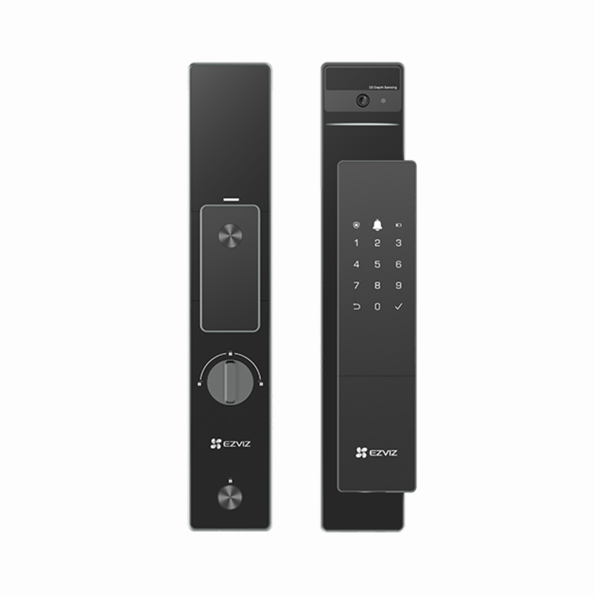 EZVIZ DL50FVS 3D face recognition smart door lock with fingerprint unlocking, 4-inch IPS colour display, two-way video calls and 5000mAh battery